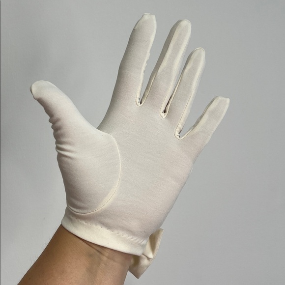 Vintage Finale Cotton Lovers Women's Gloves Off White Lace Bow Rockabilly Pin Up - Picture 4 of 8